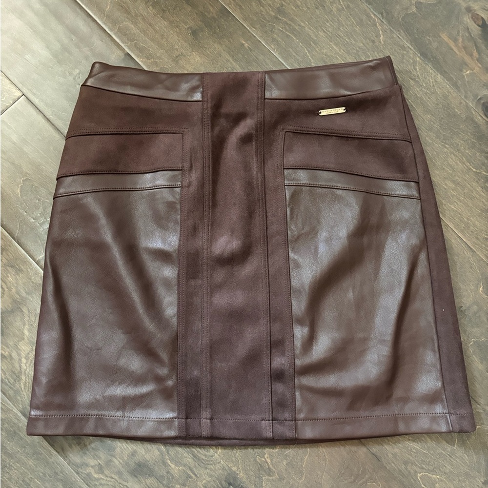 Mark New York Brown Faux Leather Skirt